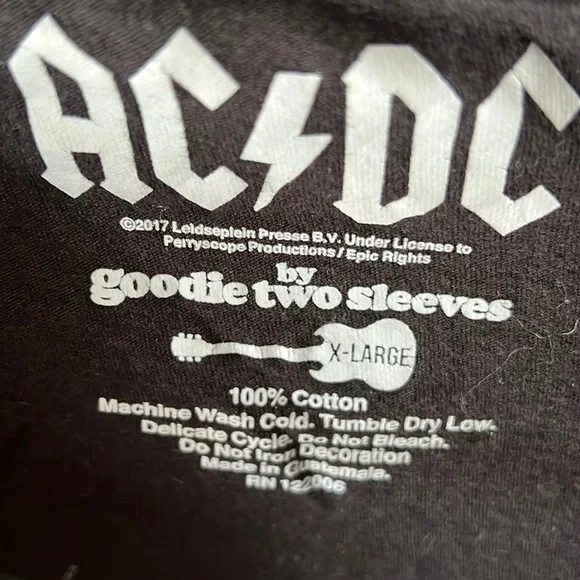 AC/DC Black Band Tee by goodie two sleeves X-Large 100% Cotton - Picture 3 of 8